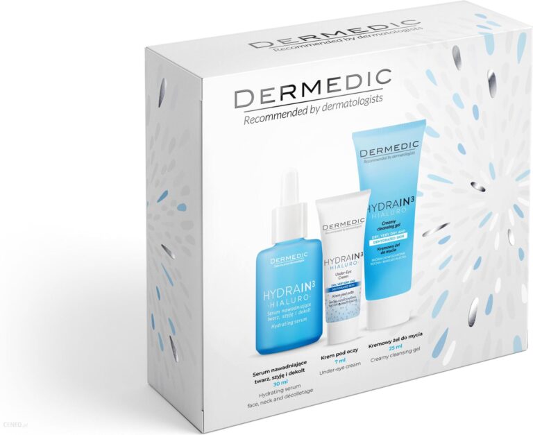 DERMEDIC HYDRAIN3 HIALURO ZESTAW: serum nawadniające twarz, szyję i dekolt 30ml + krem pod oczy 7ml + kremowy żel do mycia 25ml