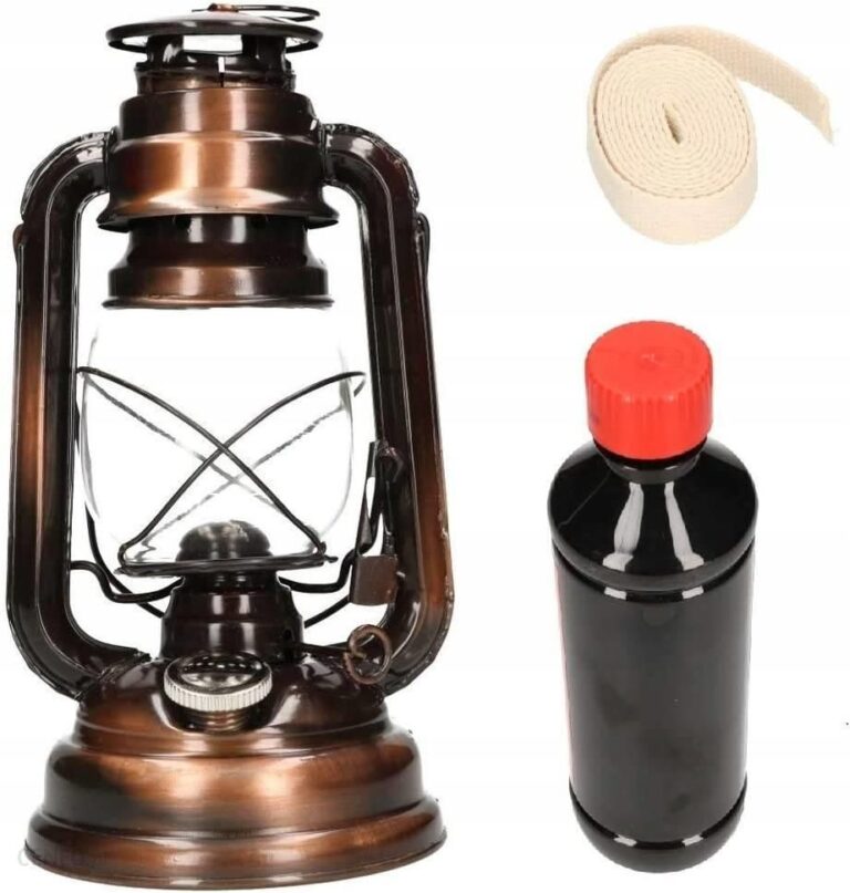 LAMPA LATARNIA NAFTOWA OLEJOWA MIEDZIANA OLEJ W ZESTAWIE