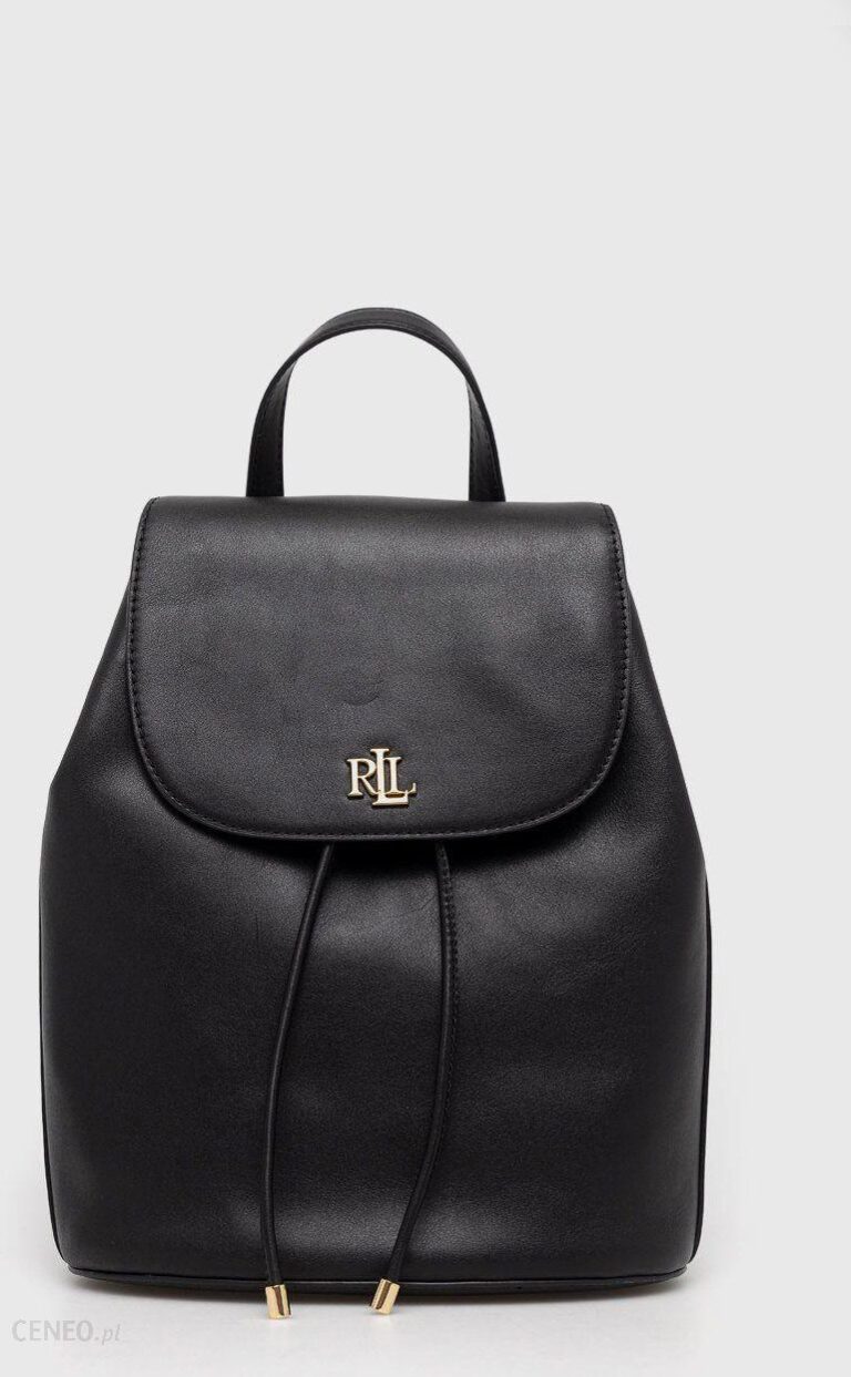 Lauren Ralph Lauren plecak skórzany damski kolor czarny mały gładki