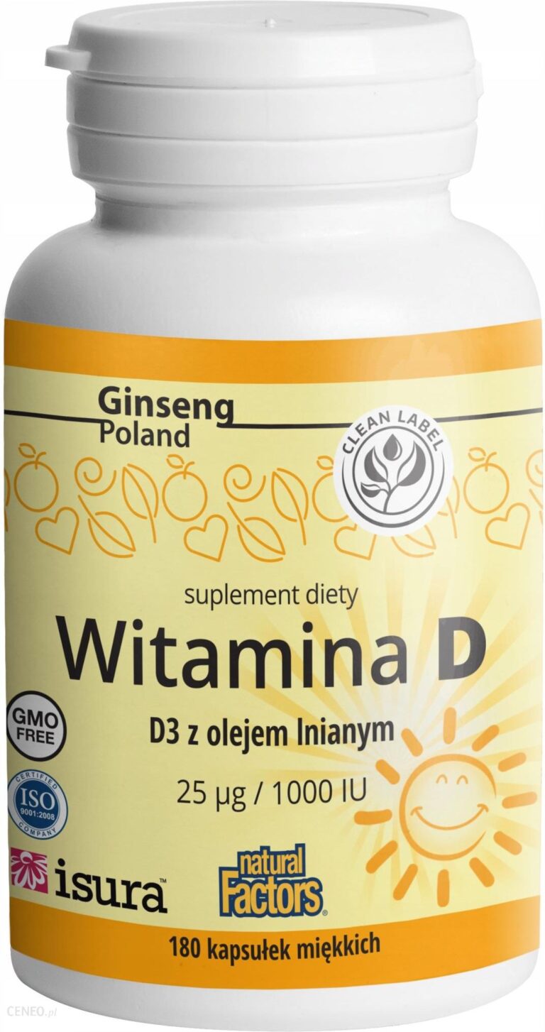 Natural Factors Witamina D: D3 z olejem lnianym, 180kaps.