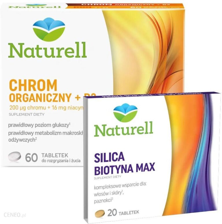 Naturell Chrom Organiczny + B3 60 tabl do rozgryzania i żucia + Silica Biotyna Max 20 tabl