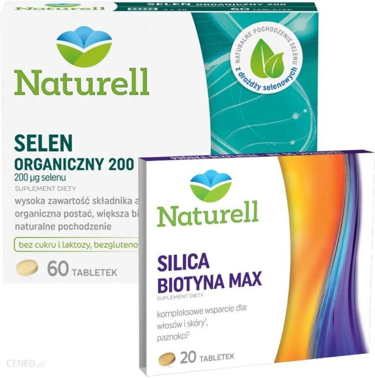 Naturell Selen organiczny 200 60 tabl + Silica Biotyna Max 20 tabl.
