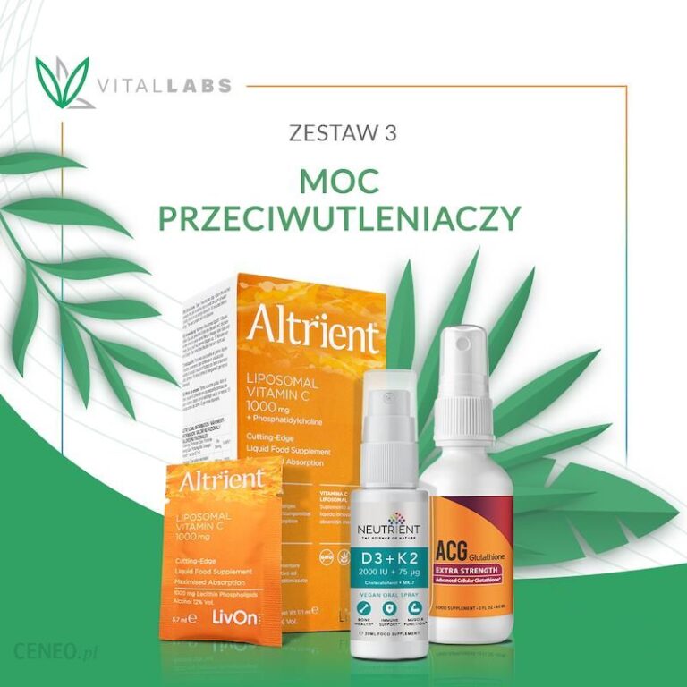 Zestaw3 Liposomalna wit.C Altrient+Glutation ACG+wit.D3K2 wegańska