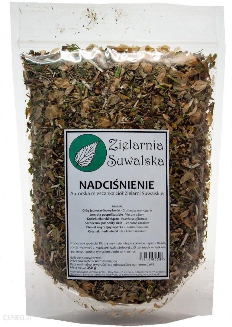 Zielarnia Suwalska Zioła Nadciśnienie, Głóg jednoszyjkowy kwiat, Jemioła pospolita ziele, Kozłek 250g